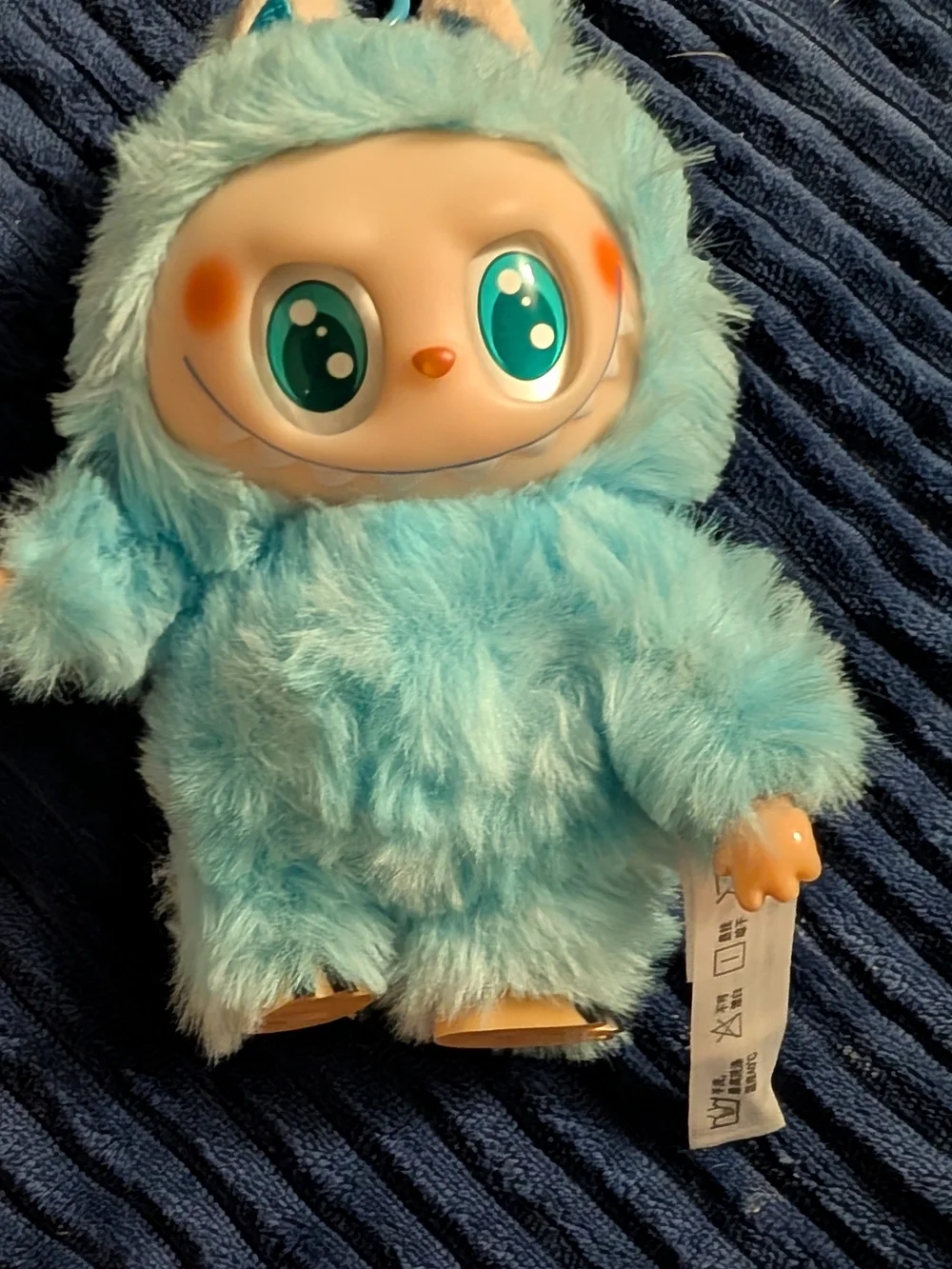 Blue Fuzzy Monster Plush Doll with Big Eyes